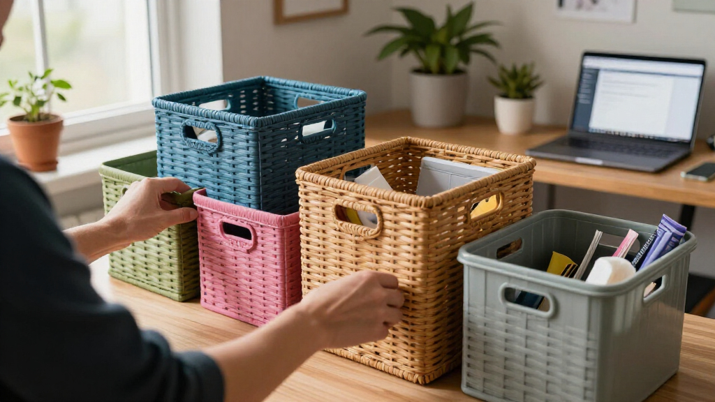desk organization storage bins