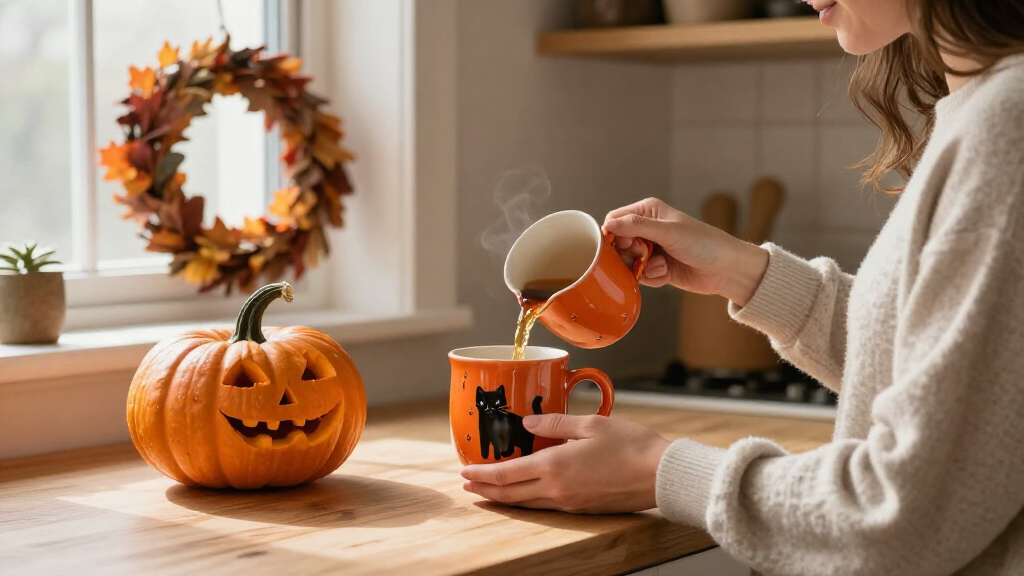Halloween-themed mugs