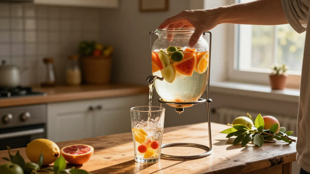 glass beverage dispenser set with stand
