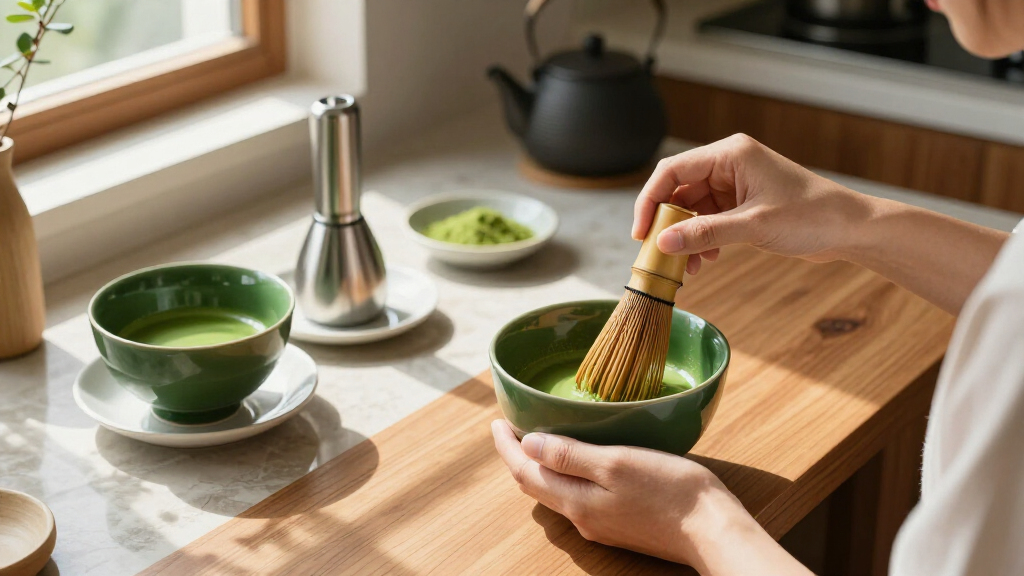 luxury matcha set with bowl and whisk