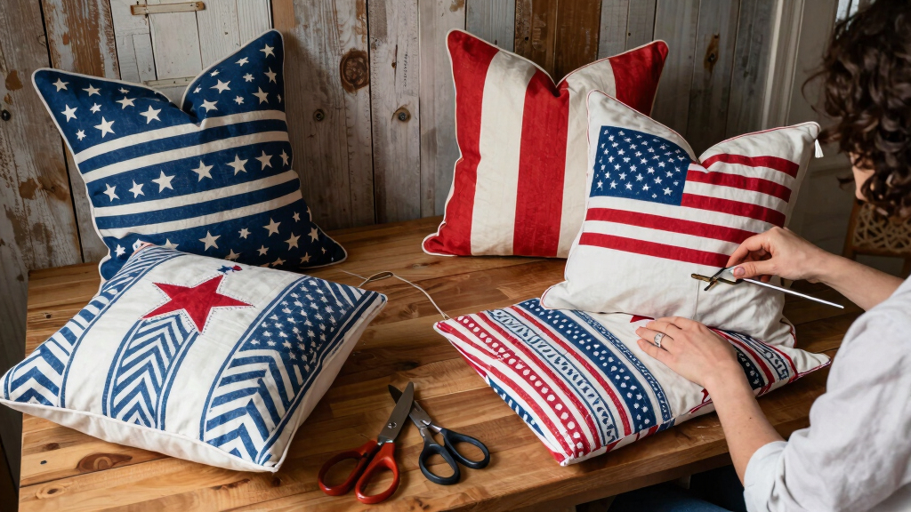 patriotic farmhouse throw pillows