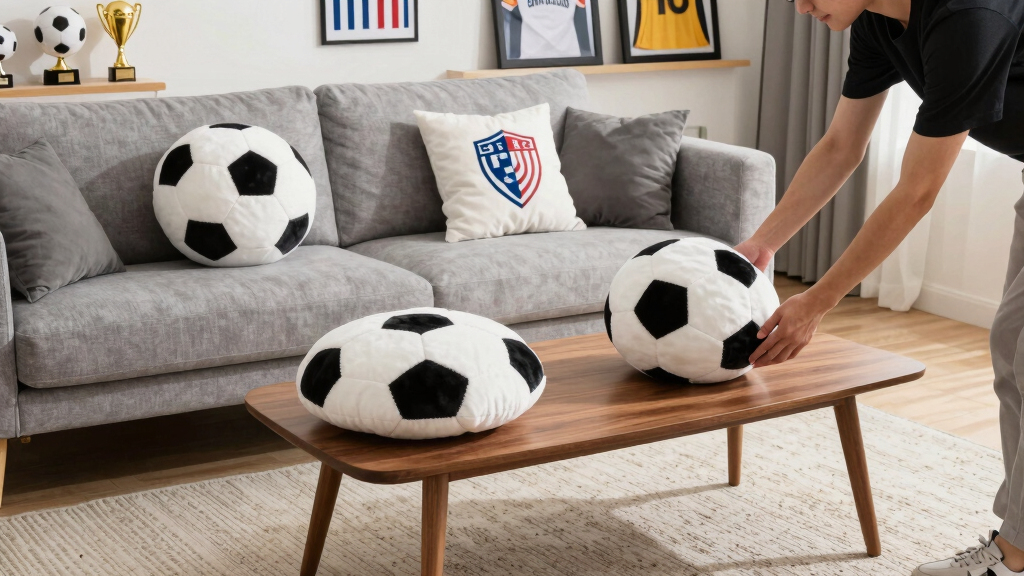 soccer-themed living room decor