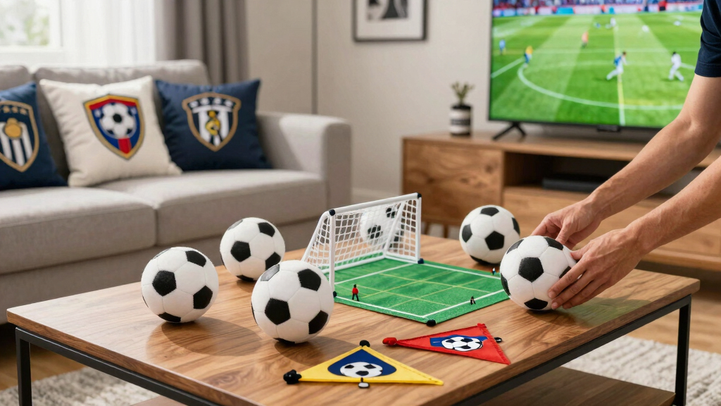 soccer-themed living room decor