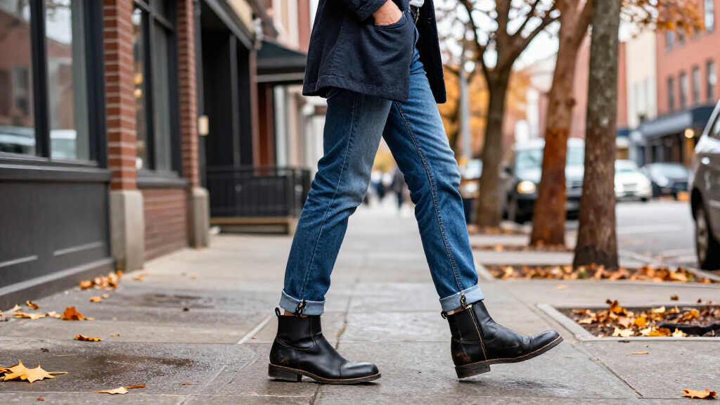 best autumn jeans and black shoes