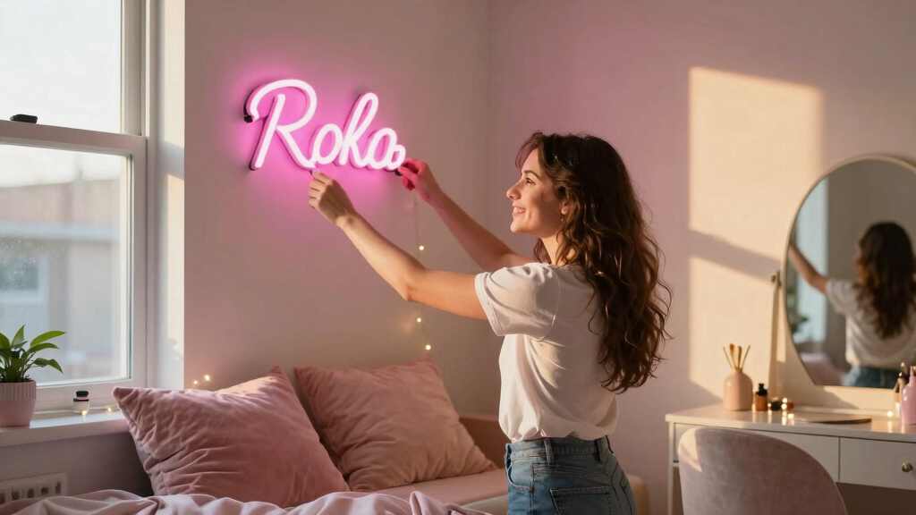 best pink neon name signs for girls room