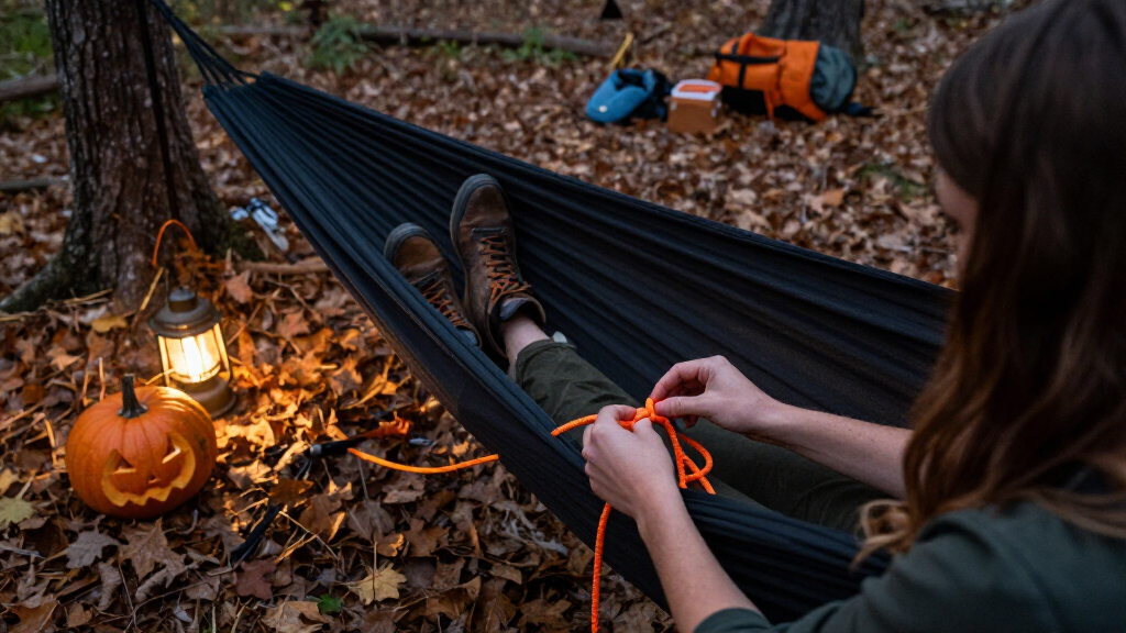 Halloween camping hammocks