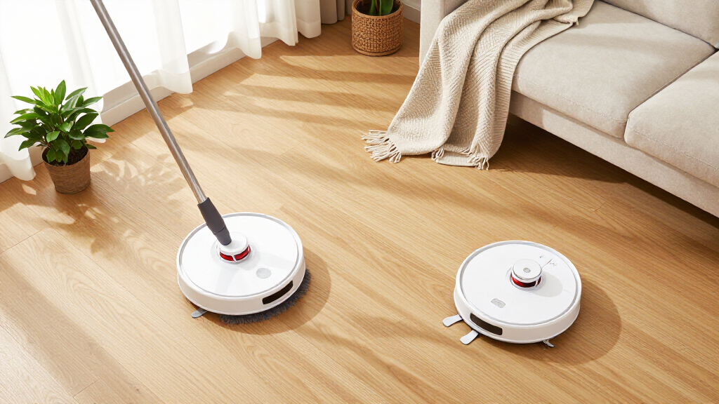 robot mop with self washing and drying dock
