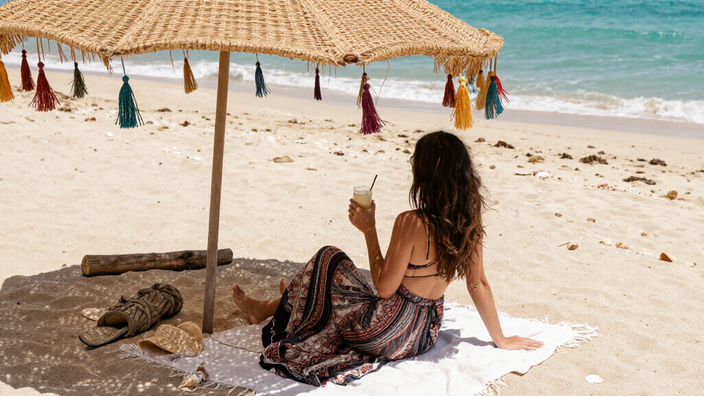 boho beach umbrellas