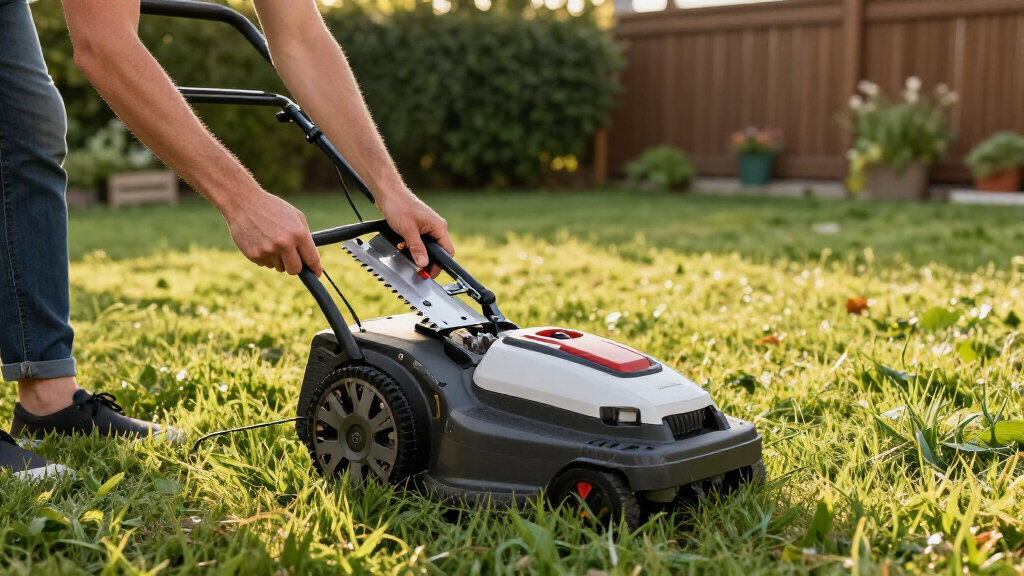 robotic lawn mower with replaceable blades
