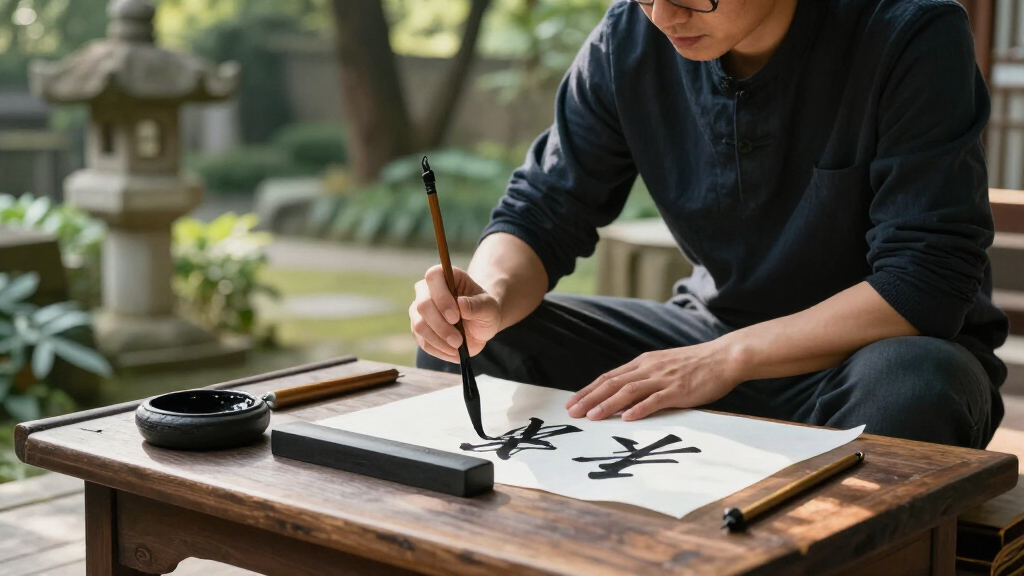 asian calligraphy brush and ink set