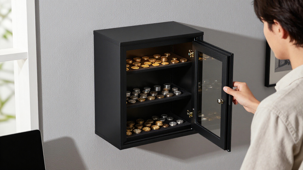 coin display case cabinet wall mount lockable