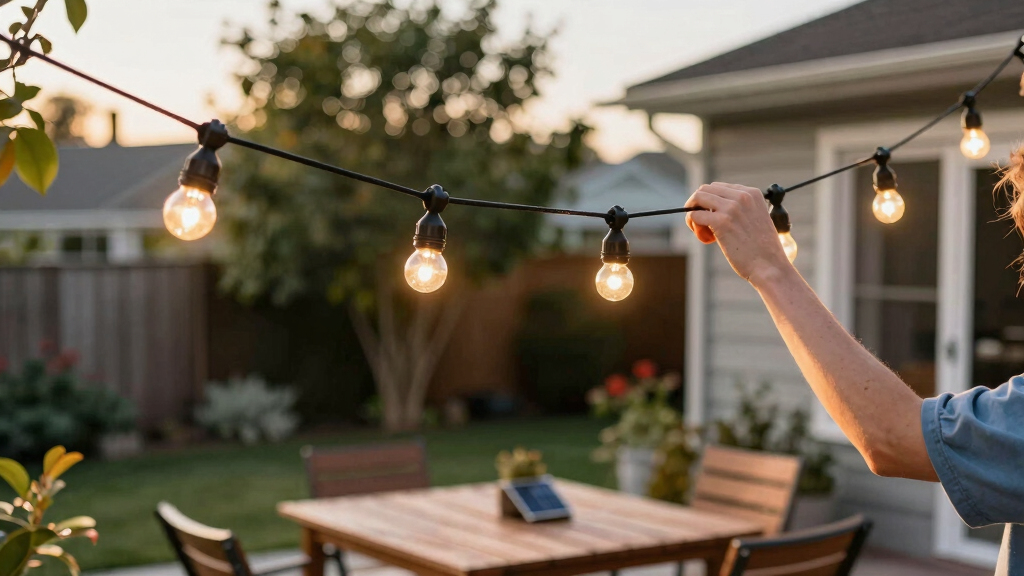 solar-powered outdoor string lights
