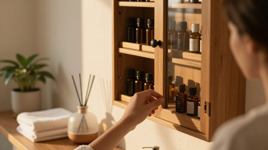 essential oil organizer cabinet wall mounted