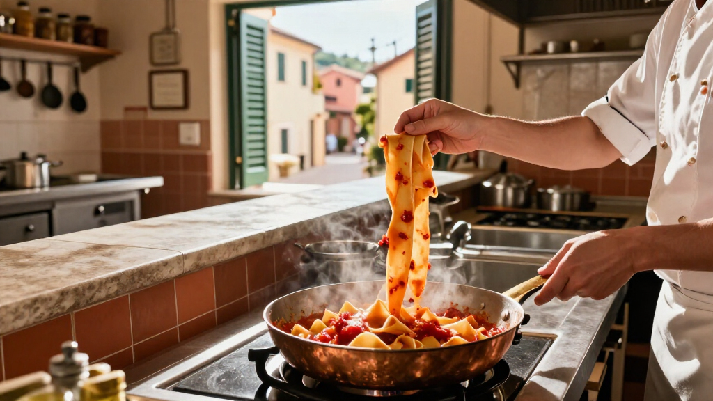 Match broad pasta ribbons to the sauce