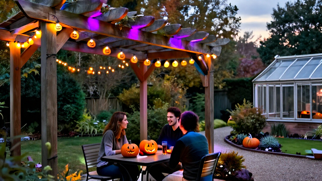 outdoor Halloween string lights