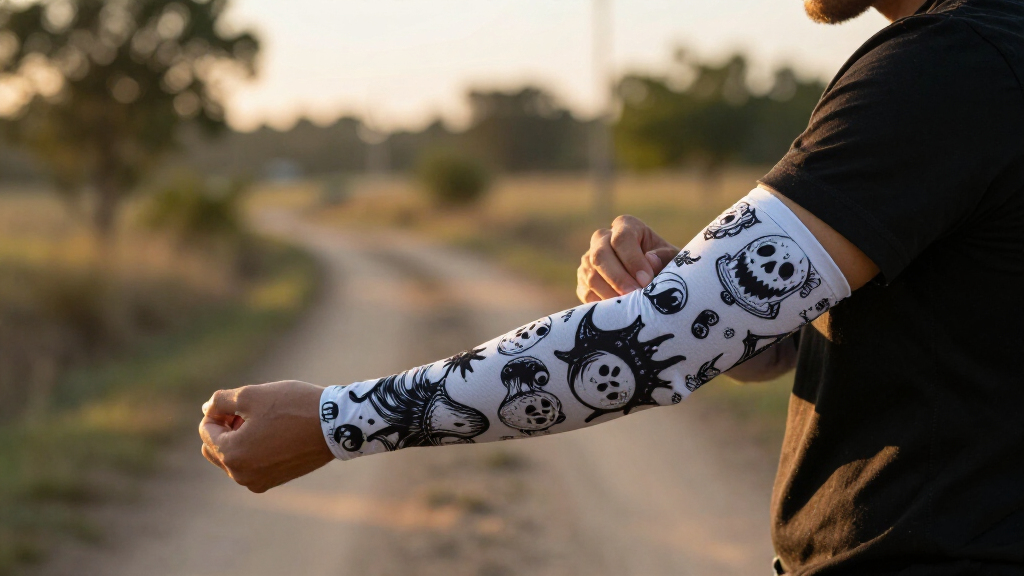 uvblocking arm sleeves with spooky patterns