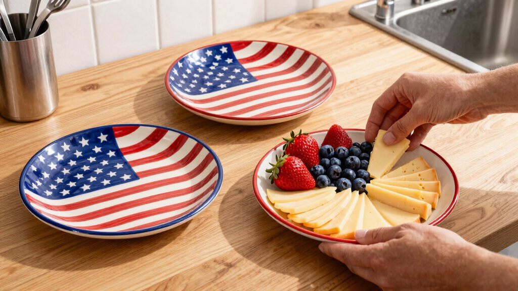 patriotic-themed serving platters