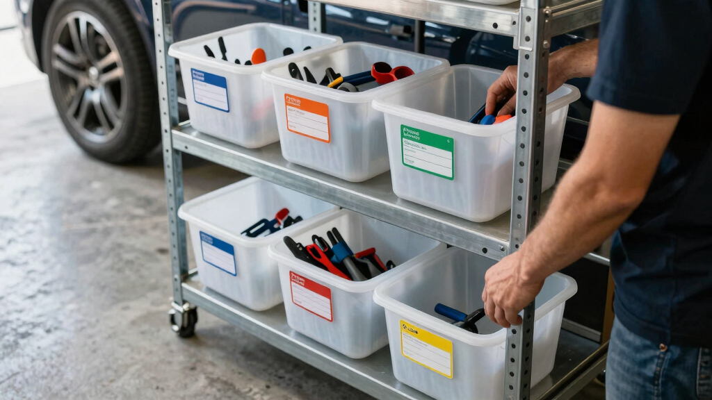 automotive garage organization bins