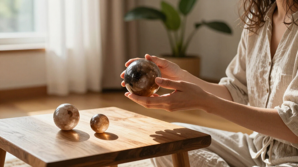 smoky quartz crystal spheres