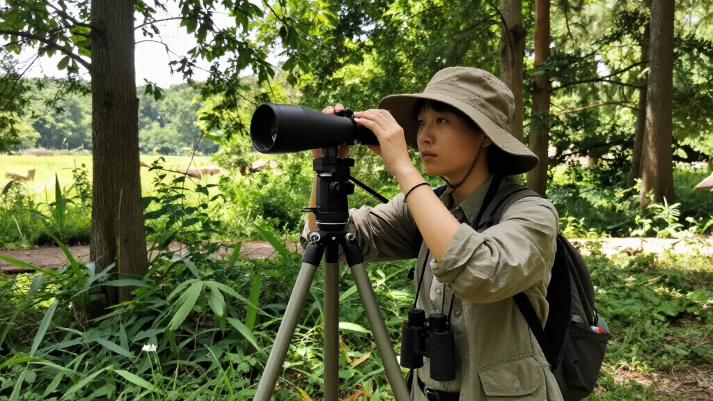 spotting scope for wildlife viewing with tripod
