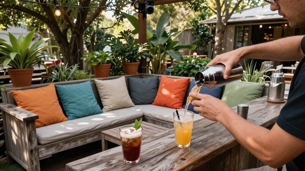 outdoor sectional with bar table