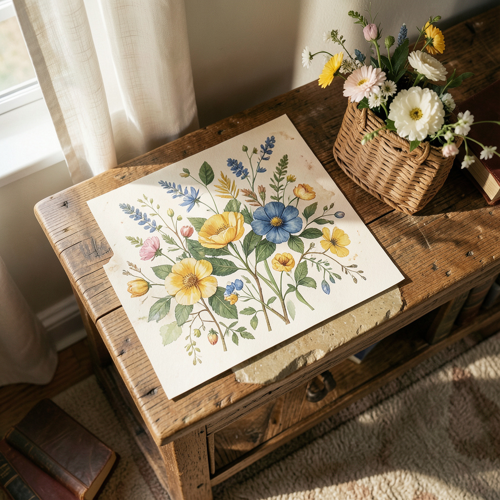 Vintage Spring Botanical – Illustrated Flower Chart Poster