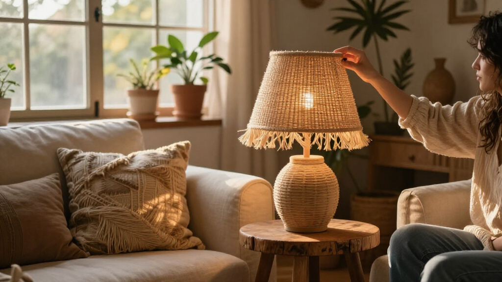 natural fiber boho style lampshades