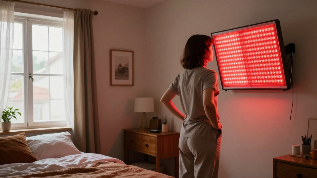 large red light therapy panel under