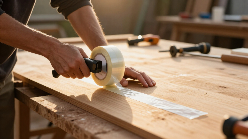 plastic sheeting dispenser for masking