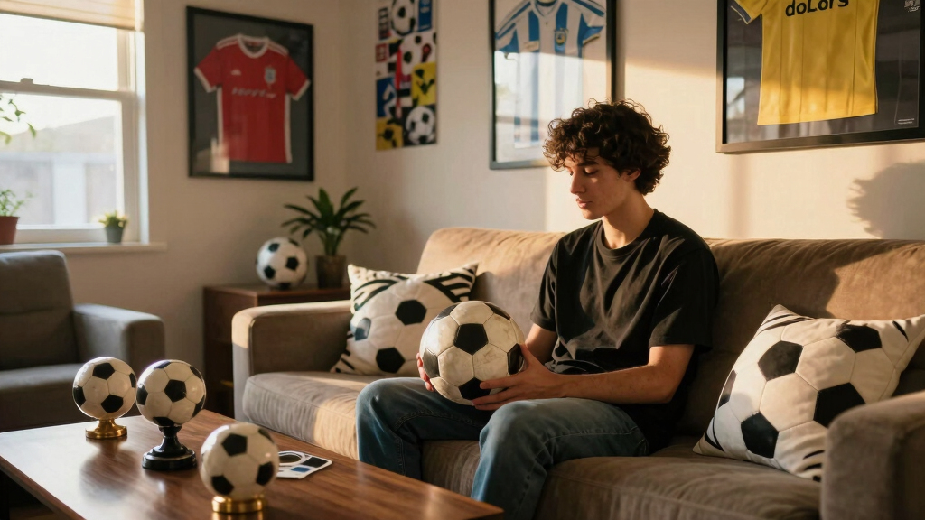 soccer-themed living room decor