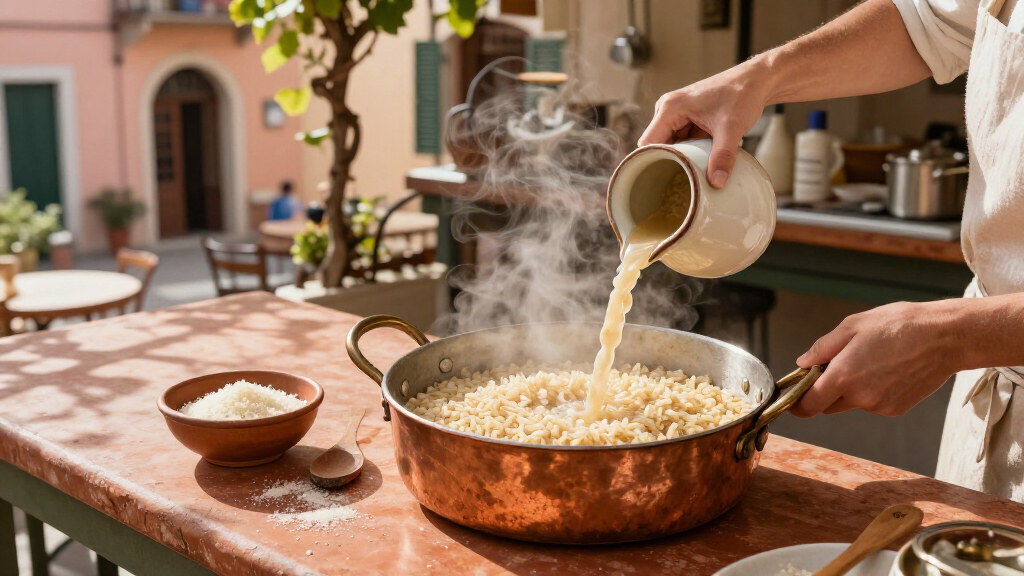 Cook rice in stages for a loose, creamy risotto