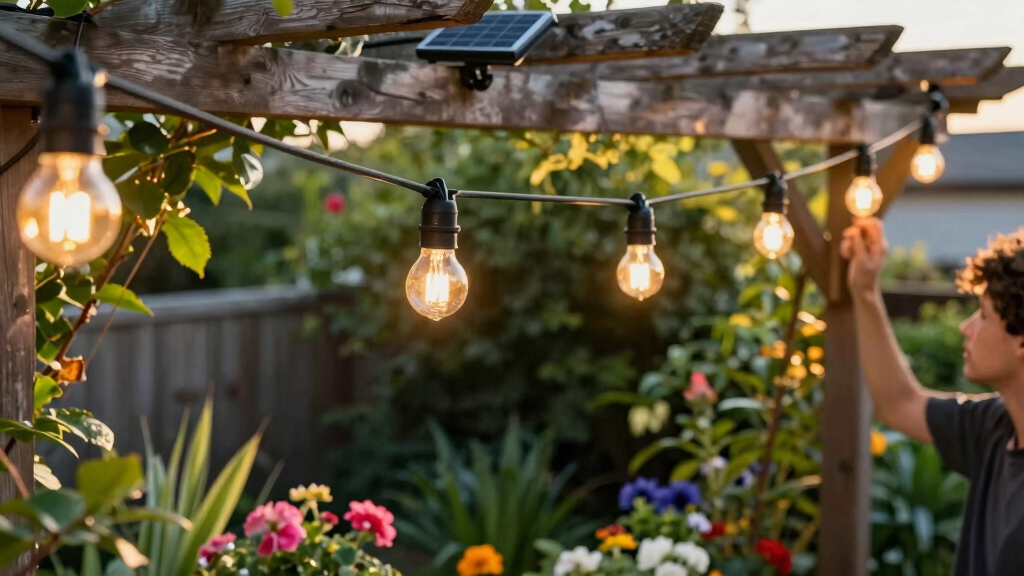 solar-powered outdoor string lights