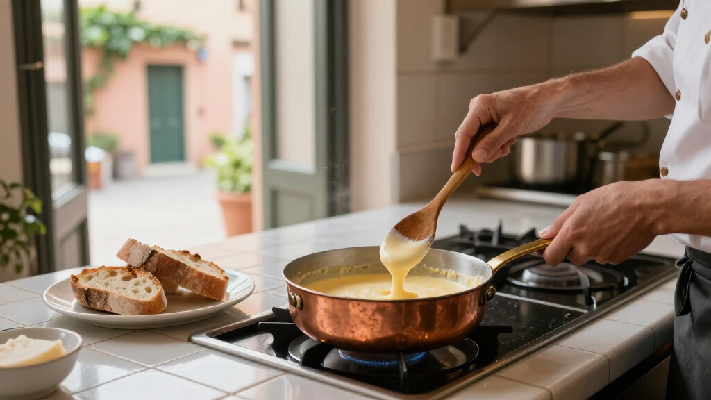 How do you cook a smooth fonduta without grainy cheese?