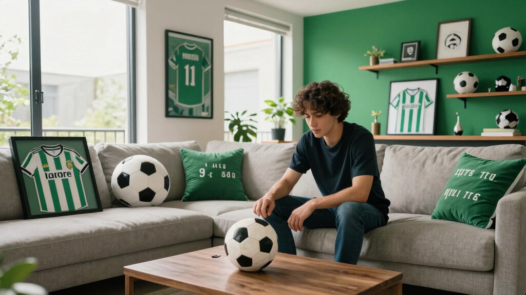soccer-themed living room decor