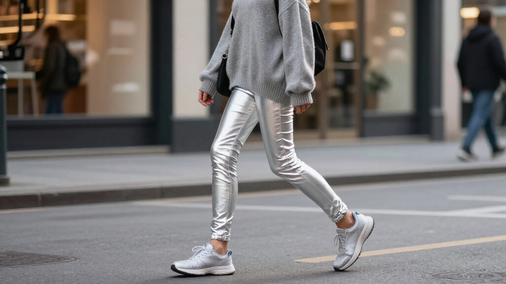silver foil leggings