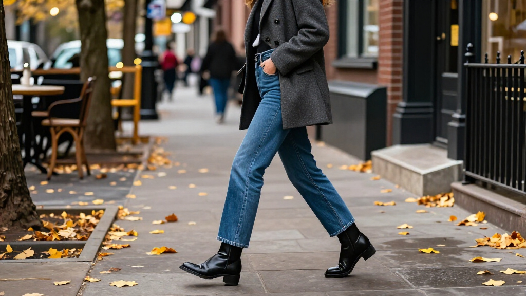best autumn jeans and black shoes