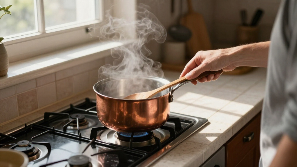 stainless copper saucepan