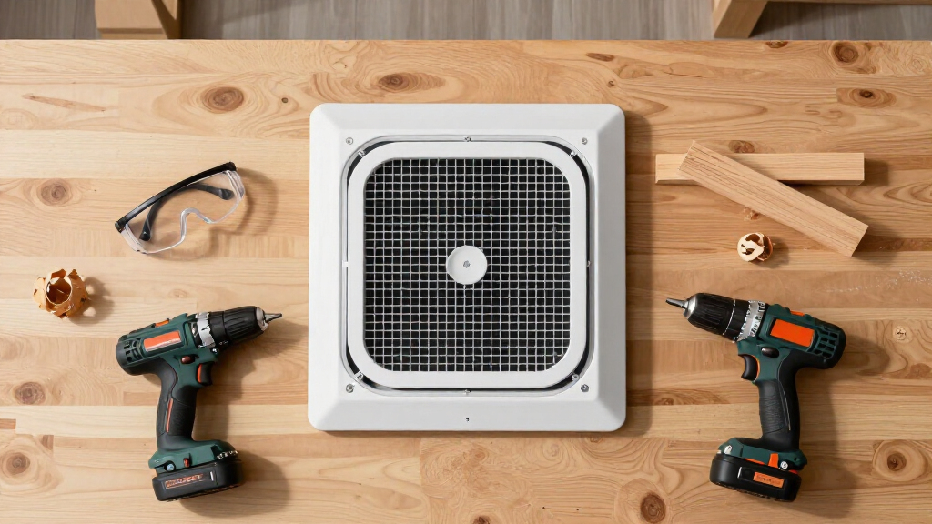 ceiling mounted air filtration unit for a small shop