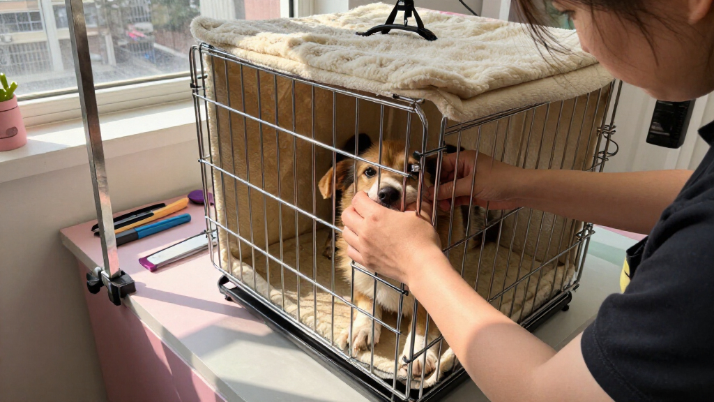 dog grooming dryer cage for anxious dogs