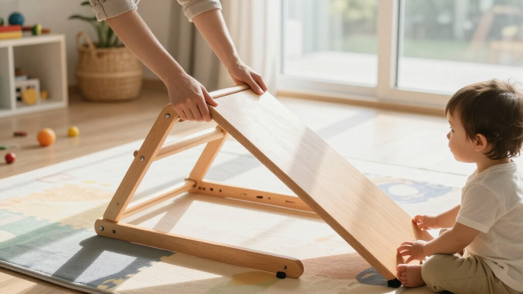 foldable pikler triangle with adjustable ramp angle