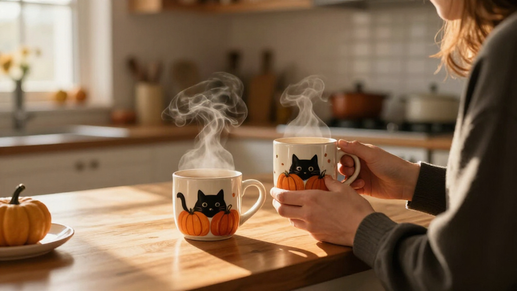 coffee mugs with Halloween designs