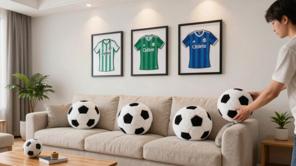 soccer-themed living room decor