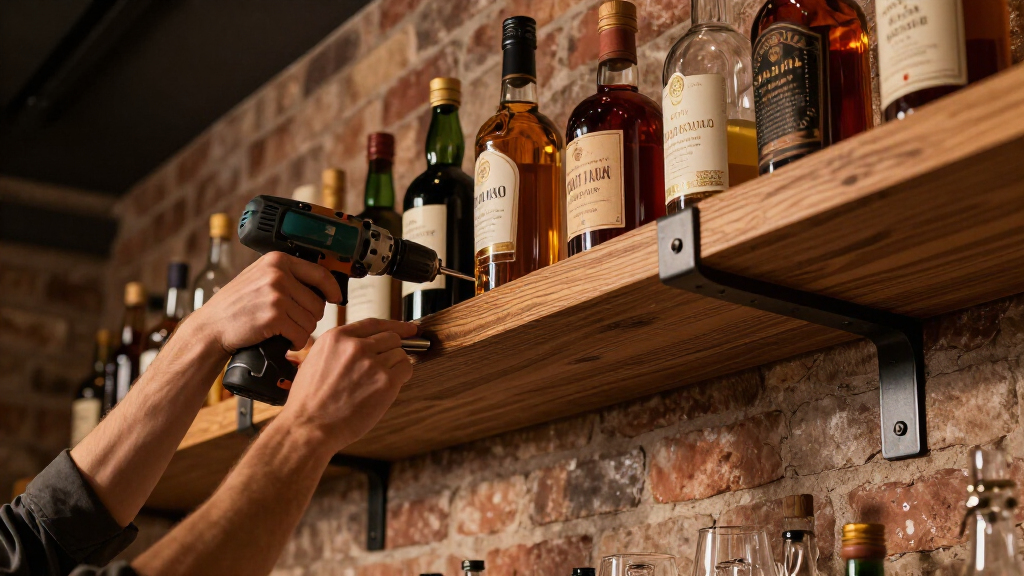 floating shelves heavy duty for liquor bottles