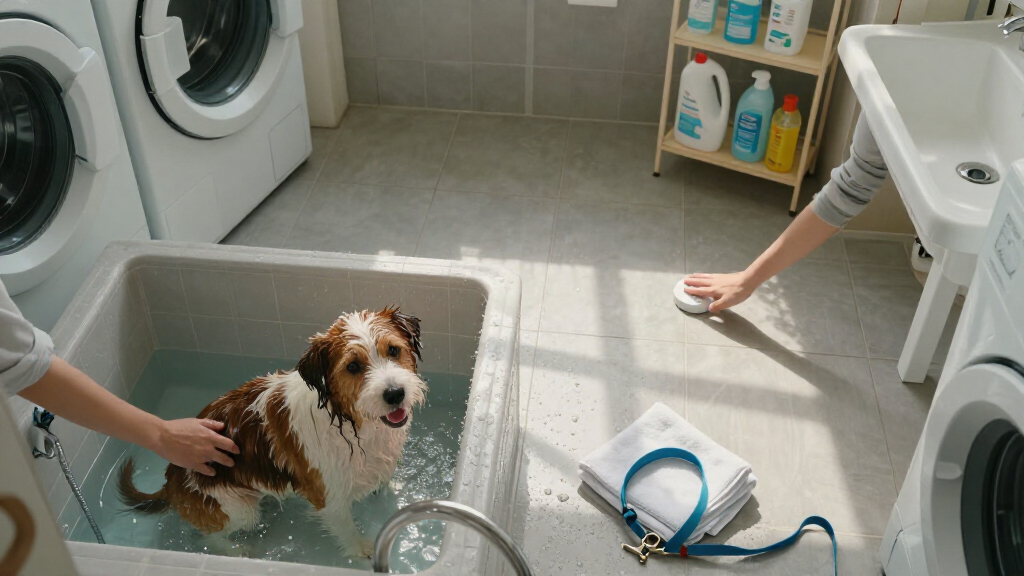 smart flood sensor system for laundry rooms with pet washing