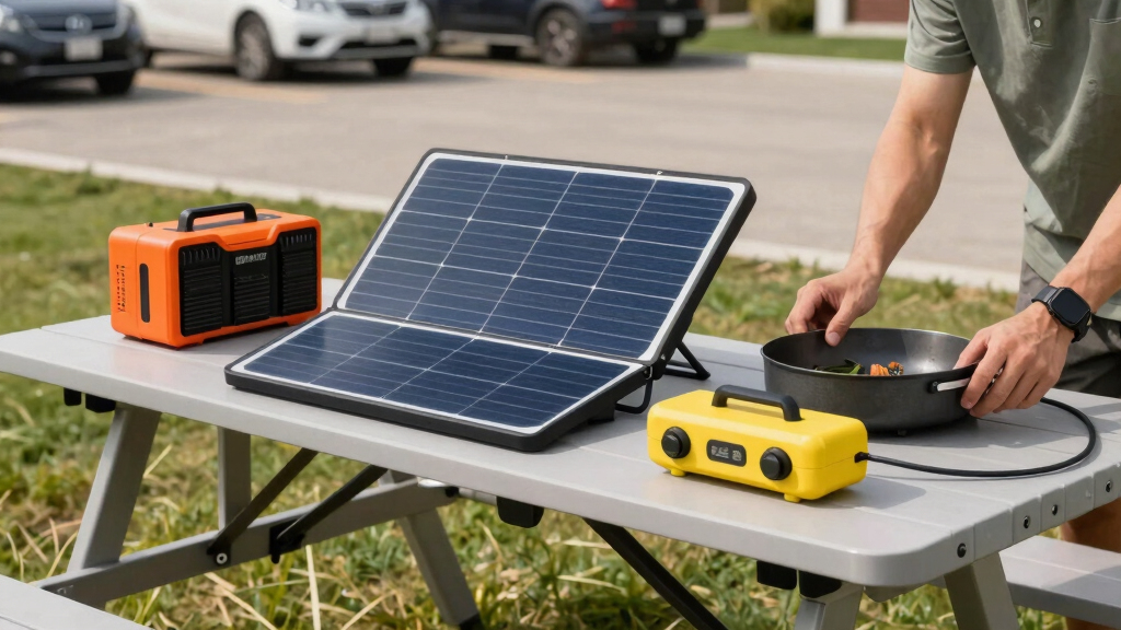solar-powered outdoor tailgating equipment