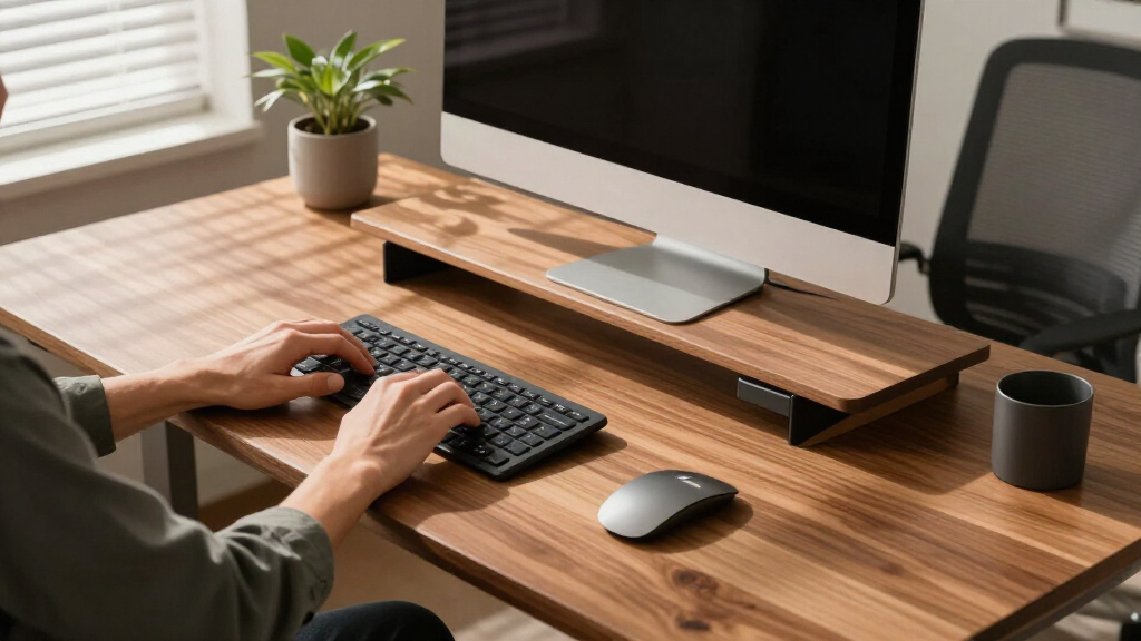 Standing desk with keyboard tray