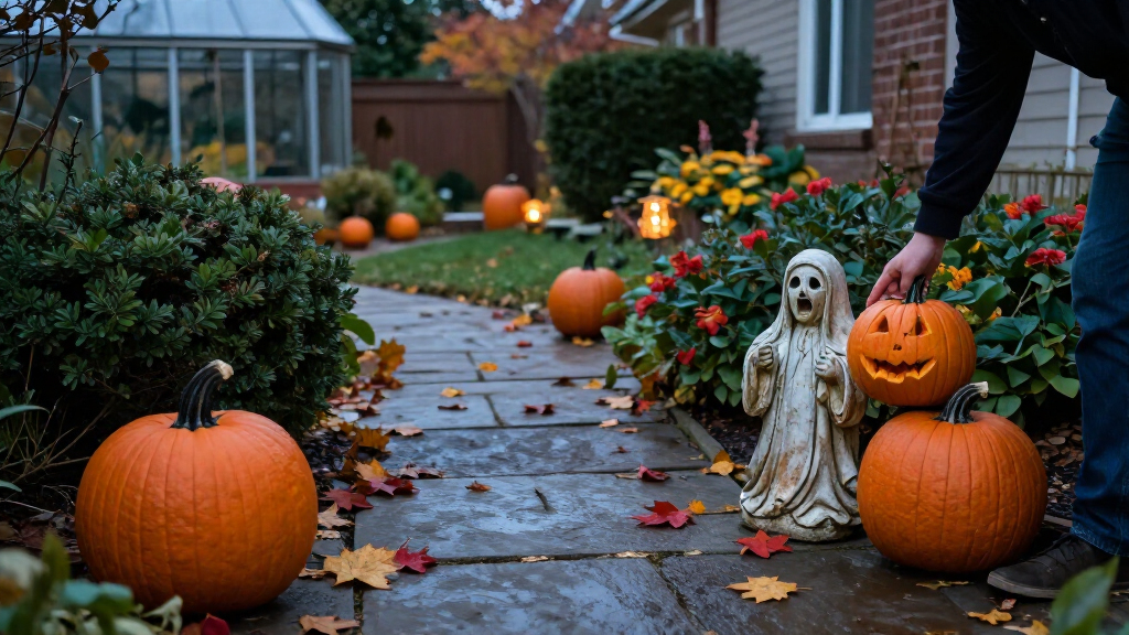 Halloween garden statues