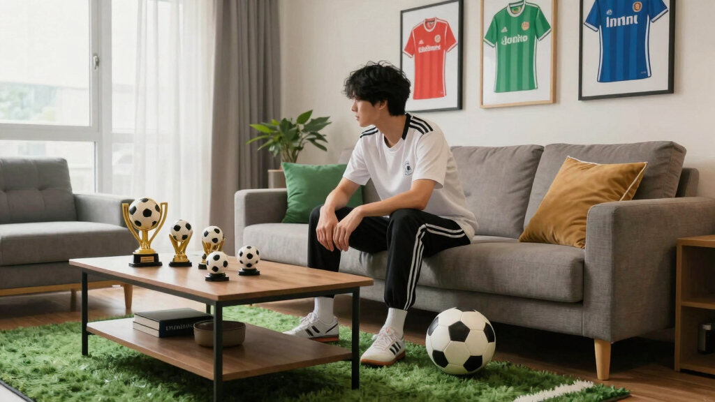soccer-themed living room decor