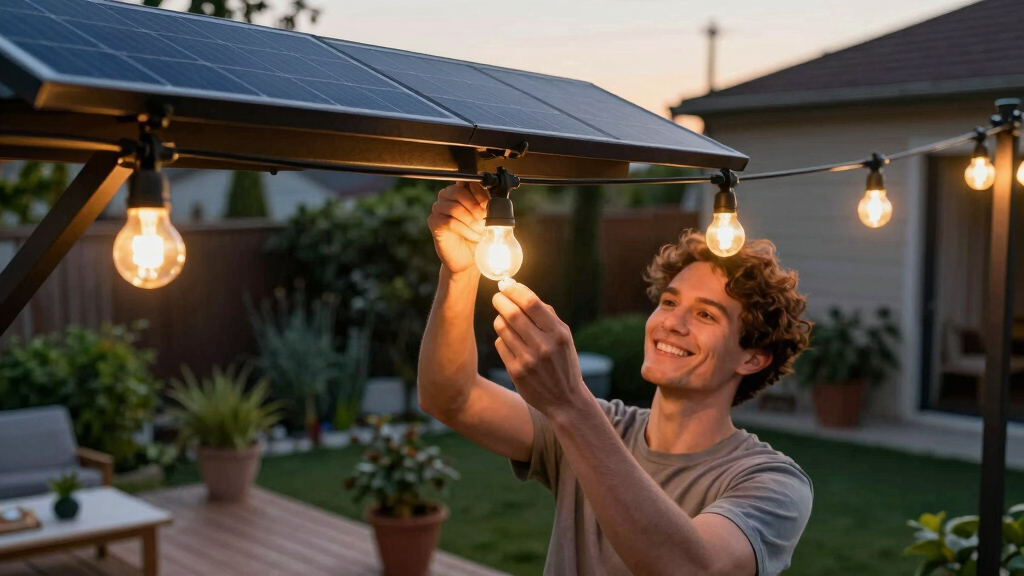 solar-powered outdoor string lights
