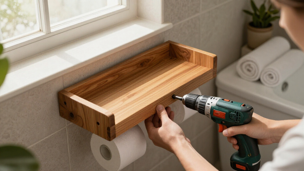 deluxe cedar toilet paper shelf